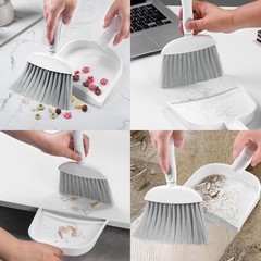 NACENA Small Dust Pan and Brush Set, Mini Broom 1-Pack, Grey White