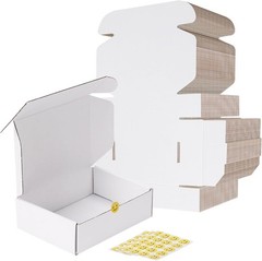 Set of 50 White Corrugated Shipping Boxes for Packing and Mailing Small Items
