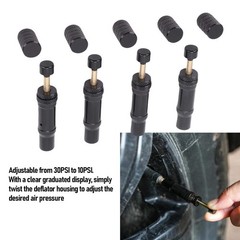 Adjustable Auto Stop Tire Deflator Kit 10-30 PSI Offroad Truck SUV ATV RV 4PC NE