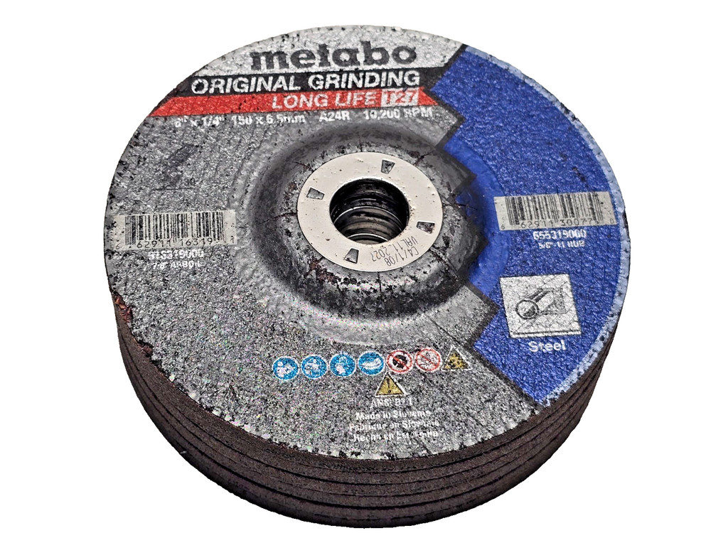Metabo Grinding Wheel Steel Long Life 6 x 1/4 x 7/8 in Type 27 616319000 QTY: 6