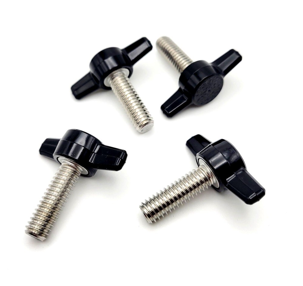 5/16″ x 1″ Thumb Screw T Bolts Black Butterfly Tee Wing Knob Stainless 4 Pack