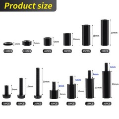 580 PCS M3 Black Nylon Standoff Kit with Spacers, Screws, and Nuts M3, black