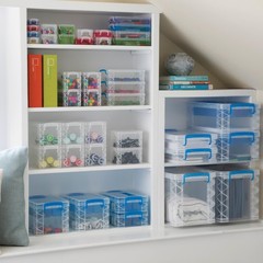 Heavy Duty Clear Storage Box W/ Stackable Design For Craft Supplies