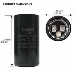130-156 uF MFD 250V VAC Motor Start Capacitor Round 35x70mm CD60 AC Starting