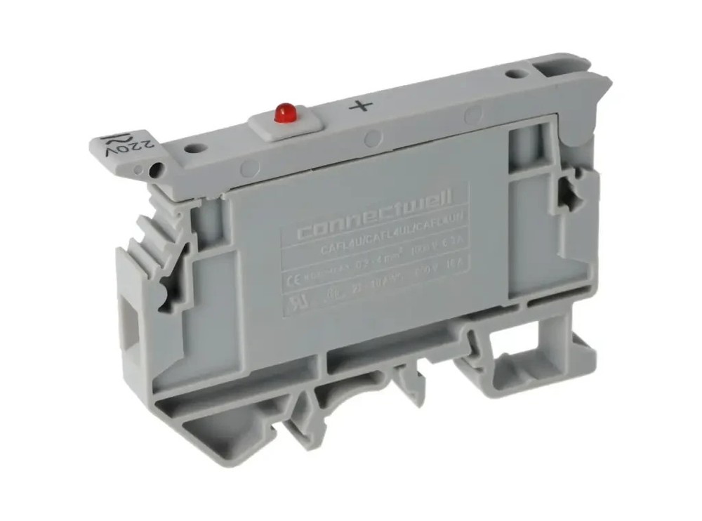 Altech Corp CAFL4U(L)/220 Fuse Terminal w/LED 16A, 600V 22-12 AWG, 9mm Gray – x1