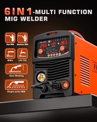 250A Aluminum MIG Welder 110V/220V 6-in-1 MultiProcess & TIG Welding Torch WP17V