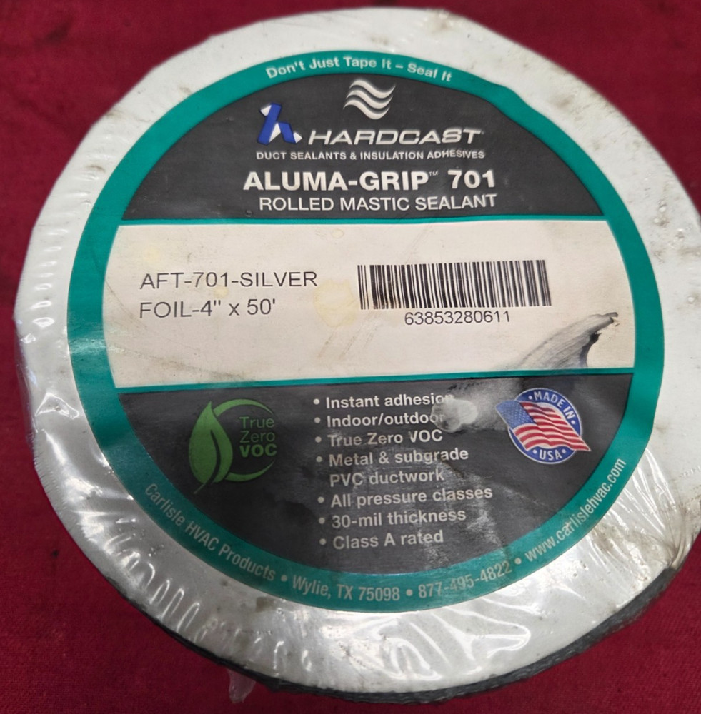 HARDCAST, ALUMA-GRIP 701 ROLLED MASTIC SEALANT AFT-701-SILVER FOIL 4″X50′