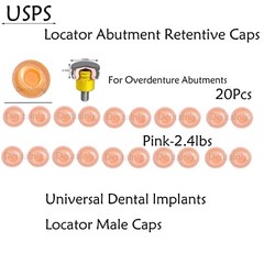 US Dental overdenture Locator Abutment Retention Caps Male Cap Inserts Set