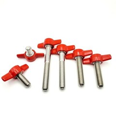 5/16″-24 Thumb Screw Bolts Fine Thread with Red Tee Wing Butterfly Clamping Knob