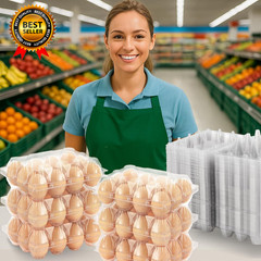 100 Packs Egg Cartons Cheap Bulk，Plastic for 12 Eggs, Clear Egg Cartons