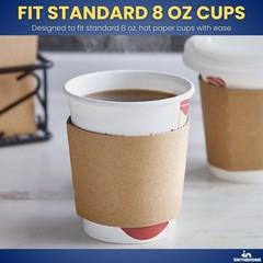 Coffee Cup Sleeves 8 oz, Disposable Insulated Kraft Paper (50-Pack)