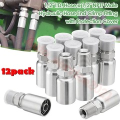 12Pack 1/2″ Hose x 1/2″ NPTF Male Hydraulic Hose End Fitting w/ Protection Cover