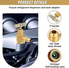 ZIMISI R1234YF Self-Sealing Can Tap Depressor, 1/4″ SAE 1/2″ LH Thread Valve Bot
