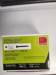 # 6 x 1-1/4″ Drywall Screws, Phillips ,Coarse, Sharp Point, Black Phosphate, 5LB