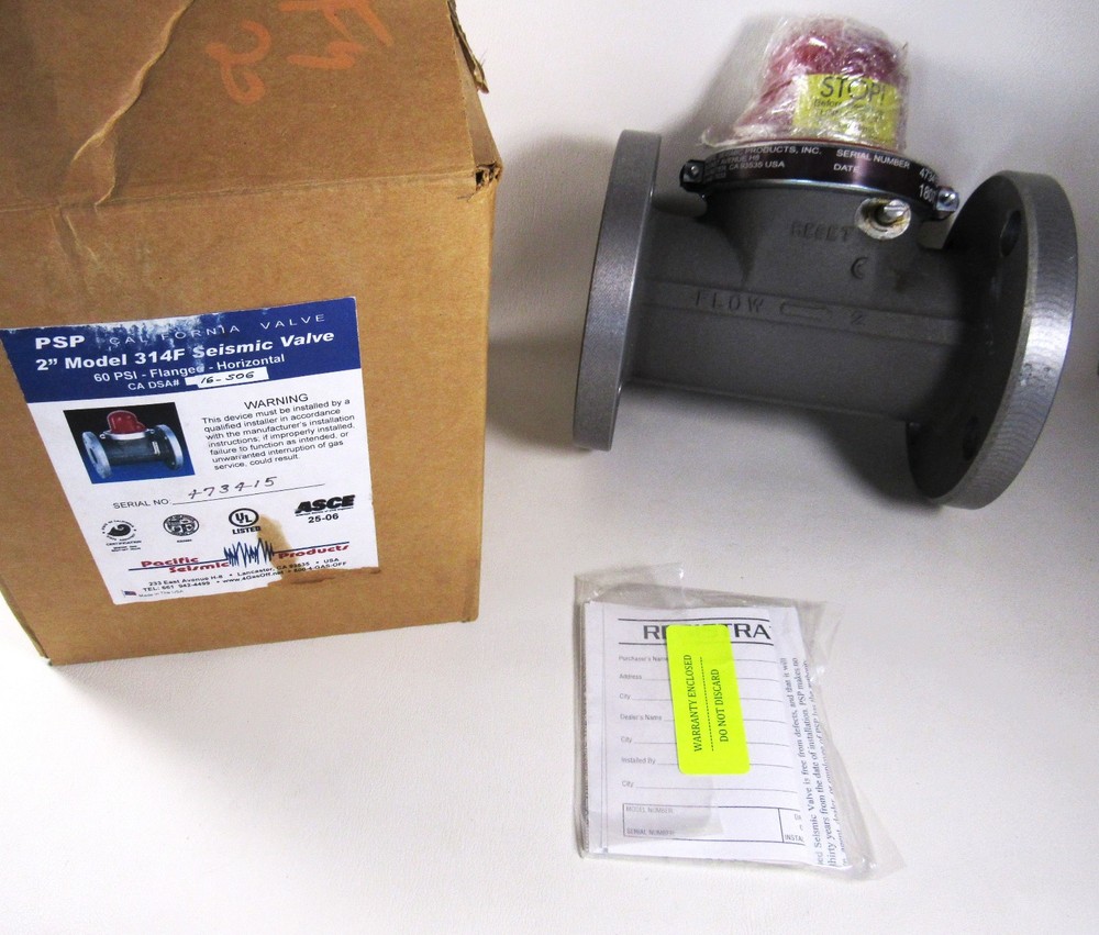 Pacific Seismic Products Earthquake Gas Shut Off Valve 314F 2″Horizontal Flanged