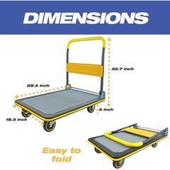 LAUCO Heavy Duty Foldable Push Cart Dolly, Flat Bed Cart, Push Dolly, Platform