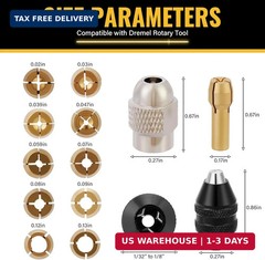 15PCS Keyless Drill Chuck Collet Set 1/32″–1/8″ for Dremel Rotary Tool 4486 Comp