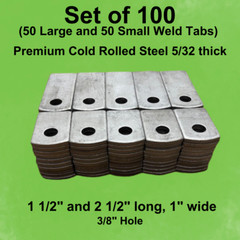 Steel Weld Tabs, Mixed Pack -100 Pack of Tabs, (50 Large & 50 Small)