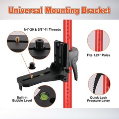 Telescoping Laser Level Pole, 12 FT/3.7 M Tripod Laser Pole with Adjustable M…