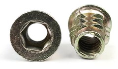 EZ-LOK Die Cast Zinc Flange Hex-Drive Threaded Inserts for Wood – 1/4″-20