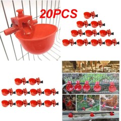 20 PACKS Poultry/Quail Water Drinking Cups Chicken Hen Plastic Automatic Drinker