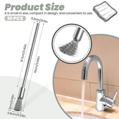 10 Pcs Wire Brush, Stainless Steel Extended Cleaning 6 millimeters, Silver