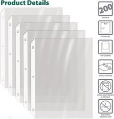 200 Count Diamond Clear Extra Heavyweight Sheet Protectors, 4 Mils Strong,8.5 X
