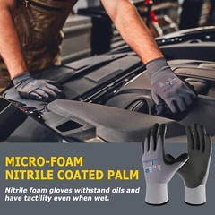 PROMEDIX P Work Gloves MicroFoam Nitrile Coated,Safety 3 Pairs