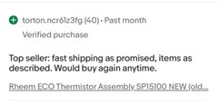 Rheem ECO Thermistor Assembly SP15100 NEW (old stock) Qty-1 Free Same Day Ship!