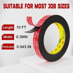 3M Heavy Duty Double Sided Tape 10FT – Wall, Car, LED, Home & Office Use