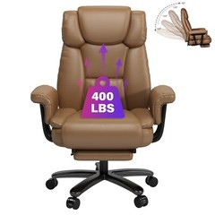 Big and Tall Office Chair Ergonomic Leather Computer Desk Chair with Footrest