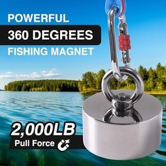Fishing Magnet 2000lb N52 Neodymium 360 Degree for Treasure Hunting in Lakes
