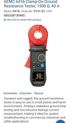 AEMC Model 6416 Clamp-On Ground Resistance Tester, ALARM, MEMORY, (NEW), CASE