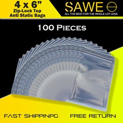 100 x Anti Static Shielding ESD Bag 4″ x 6″ Zip Lock Reclosable 10x15CM