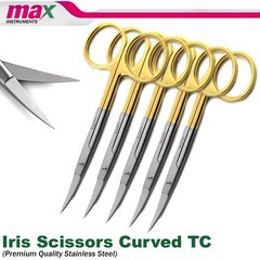 NEW GERMAN TC Iris Scissors 4.5″ Curved Surgical Dental Surgery Instruments 5Pcs