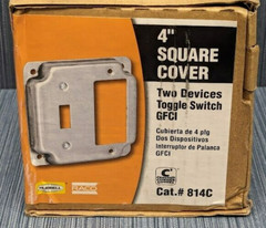 Hubbell Raco 814C 4 in. Square Cover, Exposed Work, 1 GFCI And 1 Toggle Switch