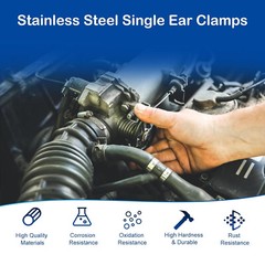 100/260Pc Stainless Steel Single Ear Car High Pressure Fuel Stepless Hose Clamps