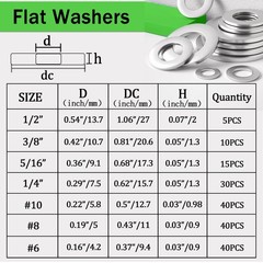 360 Pcs Flat Washer and Spring Lock Washers Assortment Kit7 SAE Sizes Washers