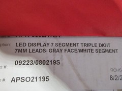 Qty (10) 3 Digit, 7 Segment, LED Displays, 7mm Leads