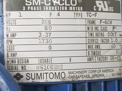 Sumitomo TC-F Induction Motor SM-CYCLO 1 HP 4P 3 Ph w/CYCLO Drive CNHM1-6105-35