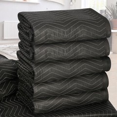6 Pack Moving Blankets 80″ x 72″ Pro Economy Black Shipping Furniture Pads