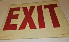 Vintage Plastic Exit Sign off white and red