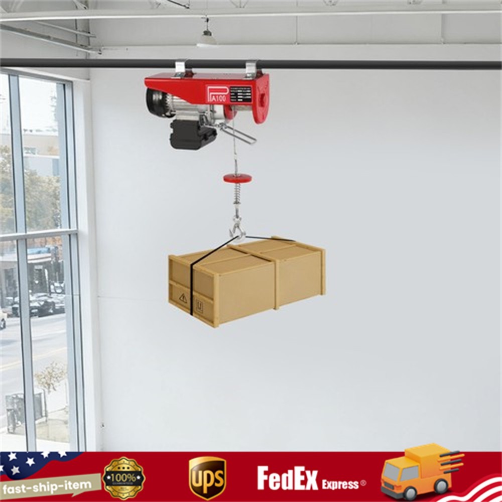 Electric Hoist 220lbs Winch Lifting Engine Crane W/ Wired Remote Control