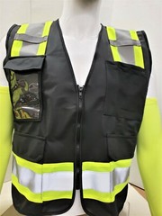FX Two Tone Black Safety Vest with 4 Front Pocket Small to 2XL