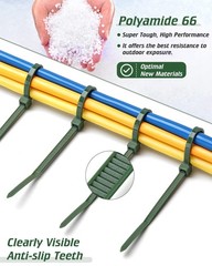 8 Inch PA66 Green Zip Ties, 100 Pcs 3.6mm Heavy Duty Plastic Wire Ties with 4…