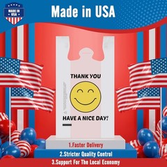 1000 Thank you T-Shirt Bags 1/6 12″ x 6.5″ x 21″, Plastic Grocery Shopping Bags