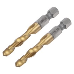 1/4″ Hex Shank M6 x 1 Metric Titanium Coated High Speed Steel Spiral Flute 2pcs