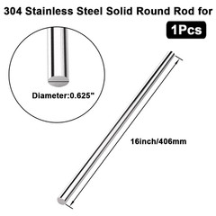 16 Inches Long 5/8″(16Mm) Diameter 304 Stainless Steel Solid round Rod For，Metal