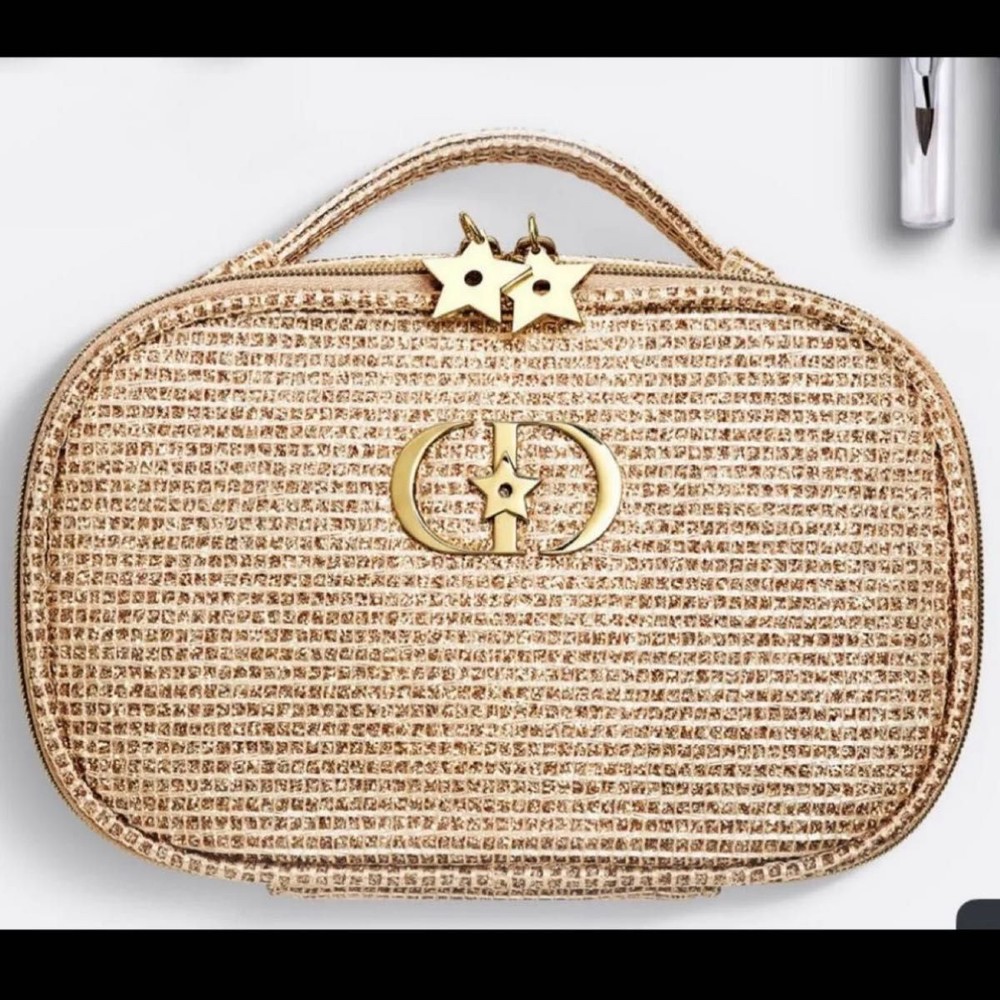 Christian Dior 2025 limited pouch bag Holiday Cosmetic Bag Gold New F/S