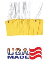 100PCS Yellow Tags With Wire Size 5 4.75″x2.38″ Blank Paper Luggage Shipping Tag